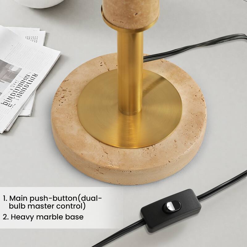 Dome Metal with Marble Base LED Table Lamp Classic Glam Bedside Lamp