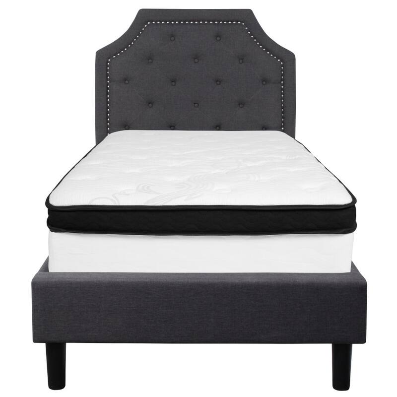Arched Tufted Platform Bed and Memory Foam Pocket Spring Mattress