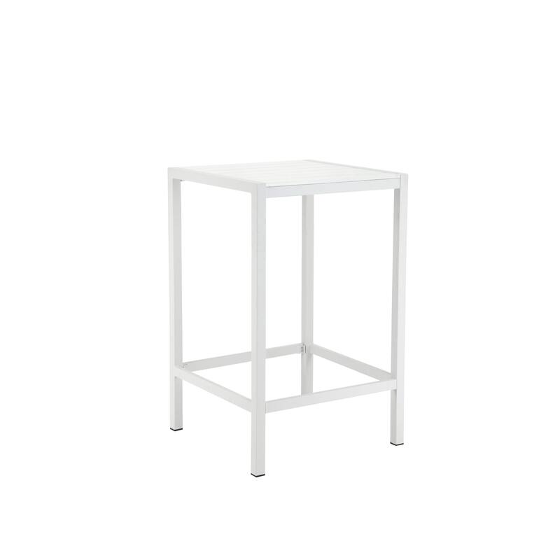 Kylo 43 Inch Outdoor Bar Table, Crisp White Aluminum Metal Frame, Small