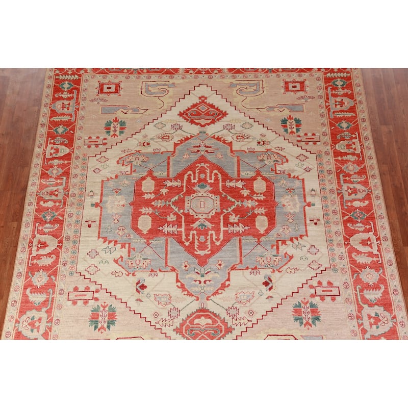 Vegetable Dye Heriz Serapi Oriental Area Rug Hand-Knotted Wool Carpet - 8'0"x 10'1"