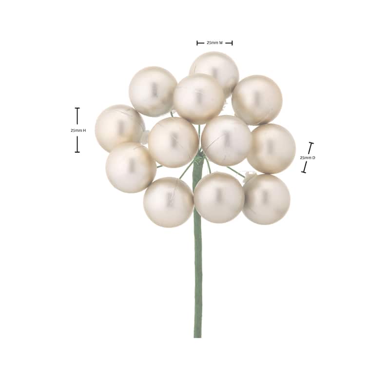 25mm Shatterproof Plastic 12 Bunch Matt Stemball Set of 4