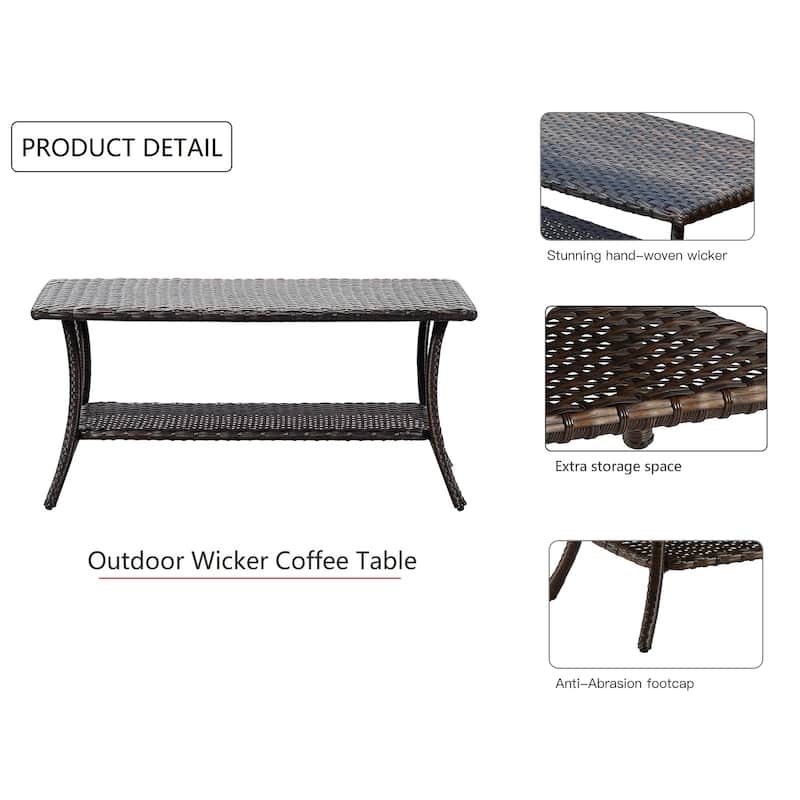 Outdoor Patio Furniture Coffee Table Rattan PE Wicker Table