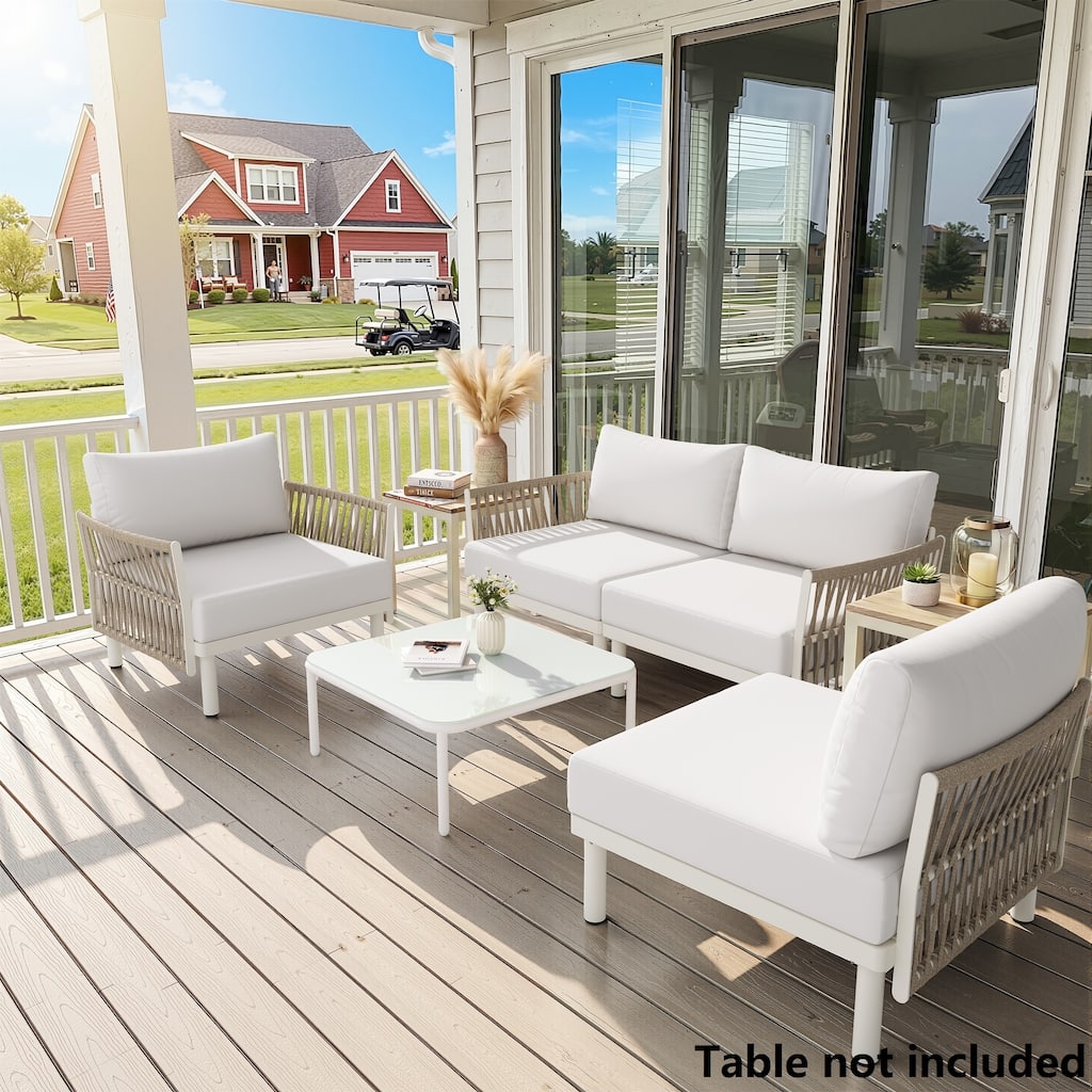 Outdoor Modular All-Weather Aluminum Cushioned Sectional Sofa Set with Deep Seating Patio Conversation Set