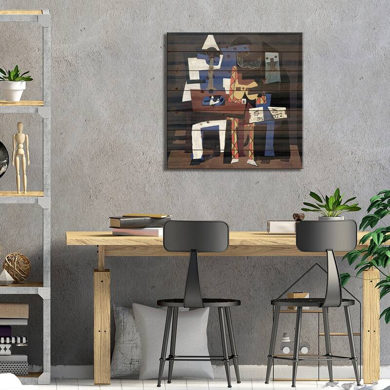 Three Musicians Print On Wood by Pablo Picasso - Multi-Color