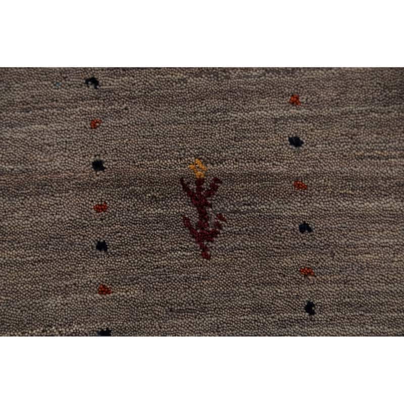 Brown Gabbeh Oriental Area Rug Hand-Knotted Wool Carpet - 5'3" x 7'6"