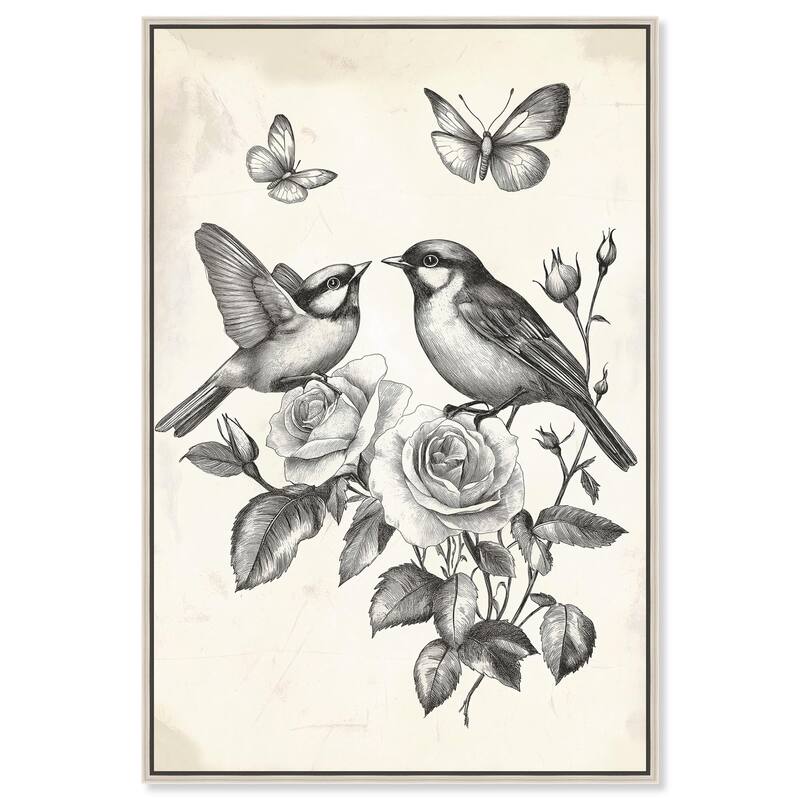 Perched Pair II Canvas by Art Remedy - Silver - 20" x 30"