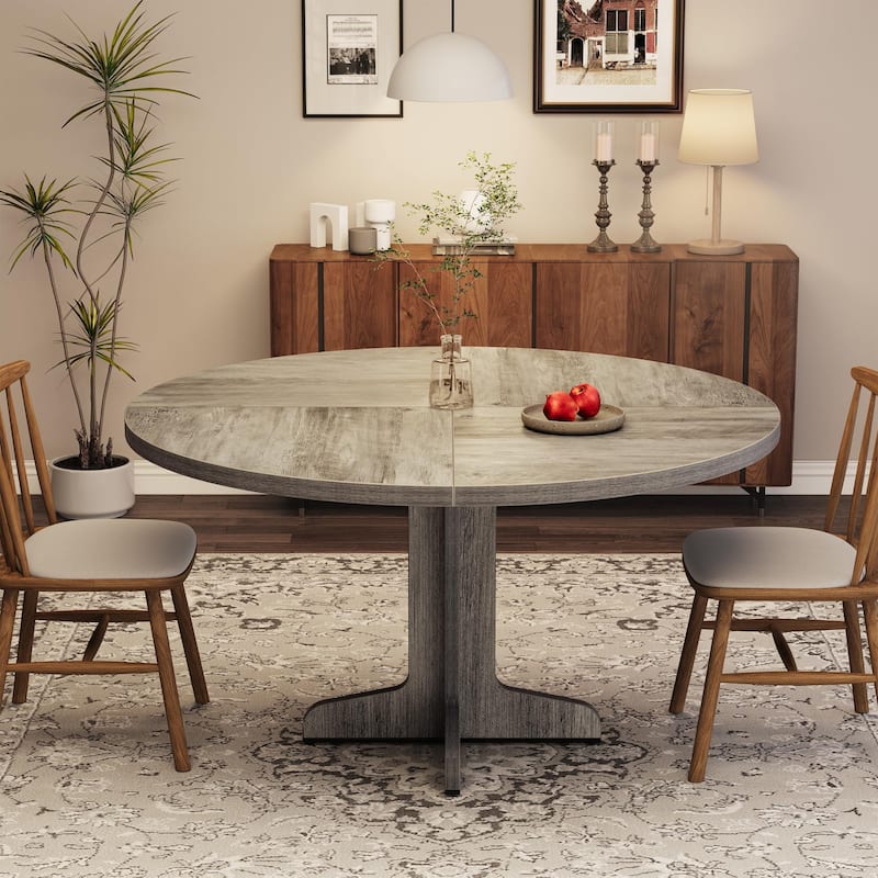 47 Inch Round Dining Table, Farmhouse Wood Dining Table