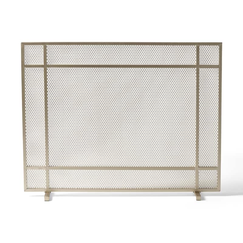 Roomfitters Minimalist Fireplace Screen, Single-Panel Design with Sleek Frame and Durable Mesh for Stylish, Functional Fireplace