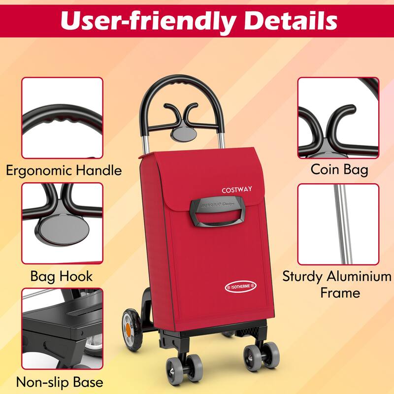 Costway Folding Shopping Cart Utility Hand Truck with Rolling Swivel - See Details