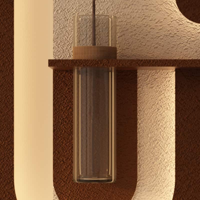 Roomfitters LED Sandstone Wall Art with 3D Vase, 3 Color Light Strip & Fake Rabbit Statue for Living Room, Light Coffee