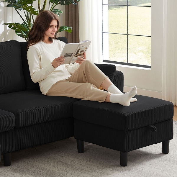 Modern Sectional Sofa Couch L Shaped With Chaise Storage Ottoman