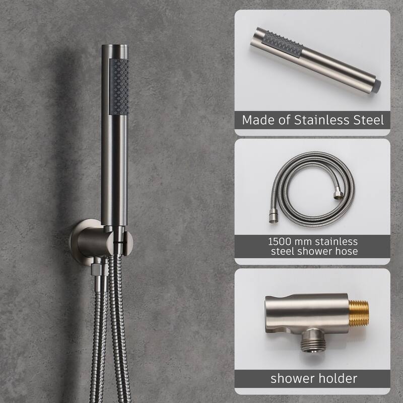 1-Spray Pattern Round 10-inch Wall Mount Shower System with Tub Faucet