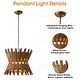 preview thumbnail 9 of 15, 16" Retro Brass Wood Hourglass 4-Light Chandelier Geometric Metal Adjustable Pendant Light for Foyer