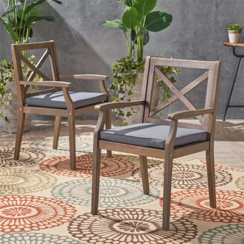 Perla Outdoor Acacia Wood Dining Chair (Set of 2) by Christopher Knight Home