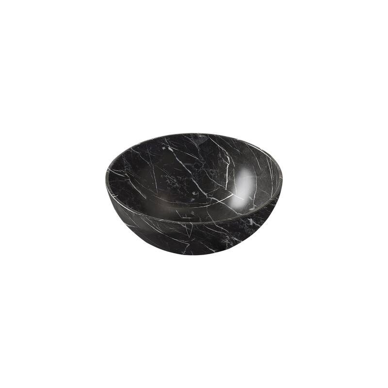 14" Bathroom Bowl Ceramic Sink with Stone Pattern, No Faucet, Matte Black - Black