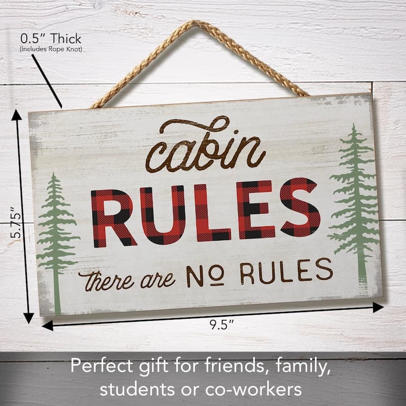 Cabin Rules Decorative Hanging Wood Sign 9.5” by 5.75”