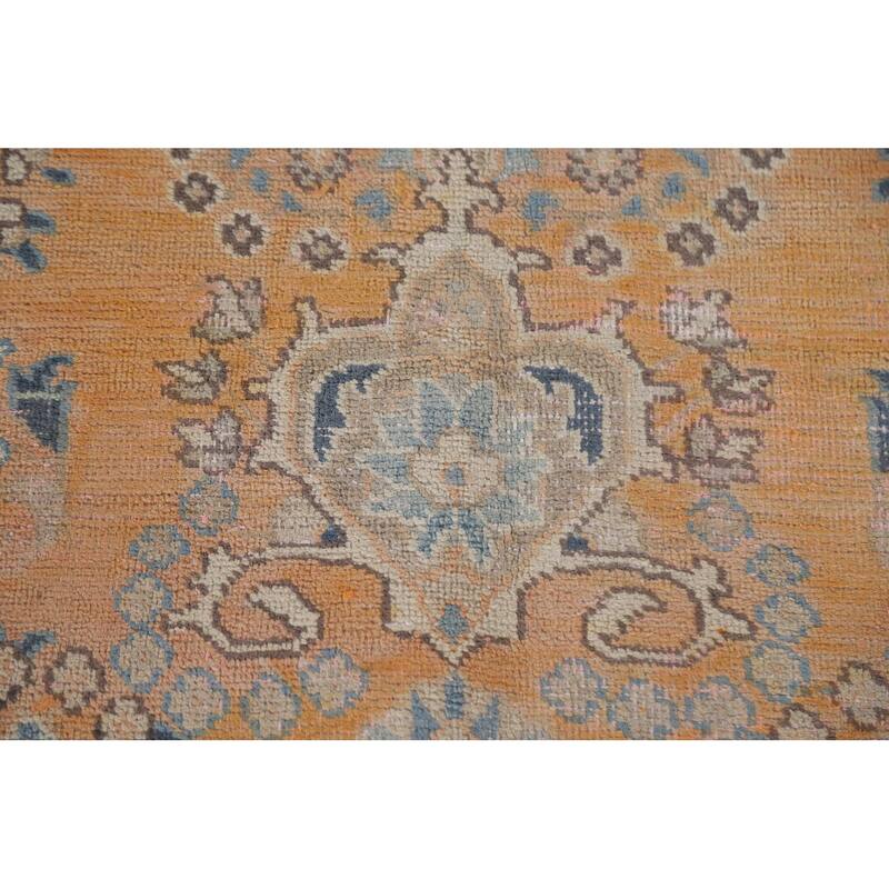Hand Knotted Oriental 100% Wool Carpet Traditional Floral Oranges & Rust Mashad Area Rug - 8' 10'' X 5' 6''