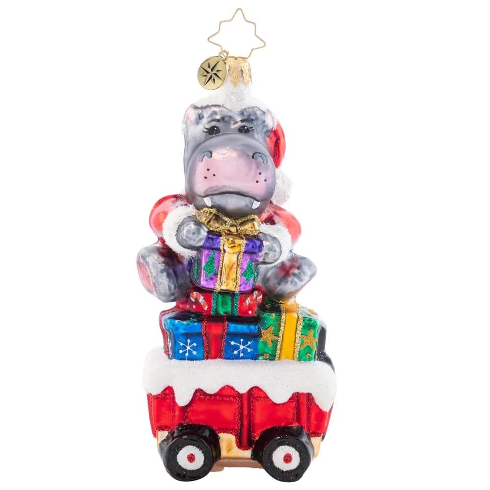Christopher Radko Holiday Hippo The Go Christmas Ornament 1021550