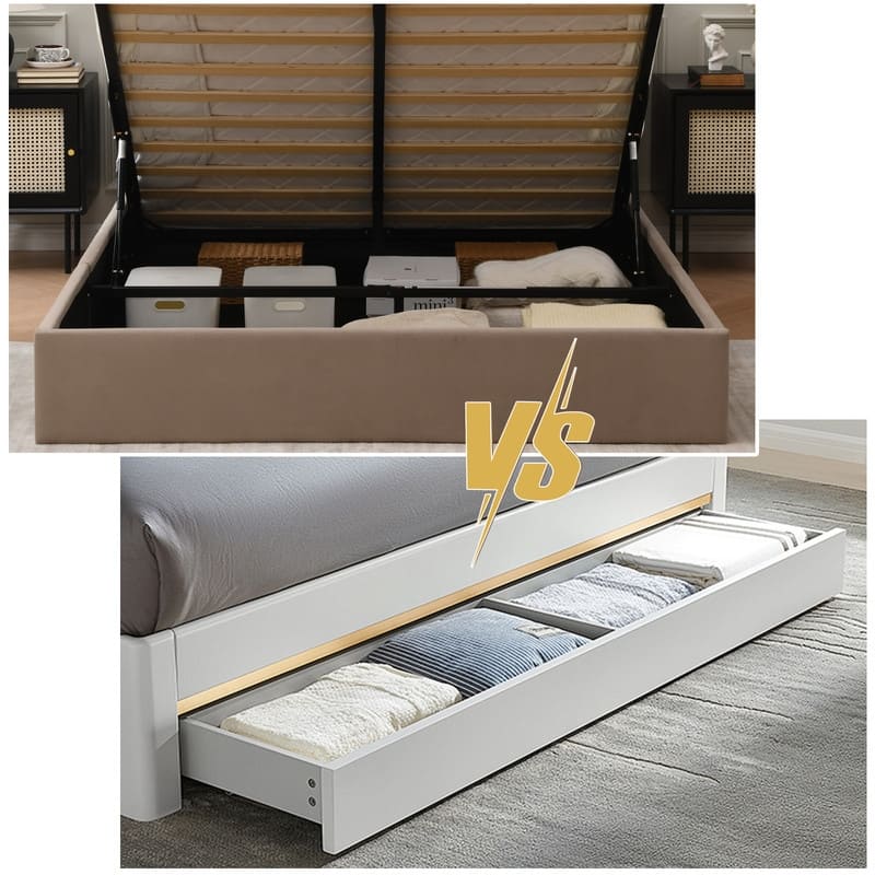 Modern Minimalist Upholstered Storage Bed with Lift-Up Platform