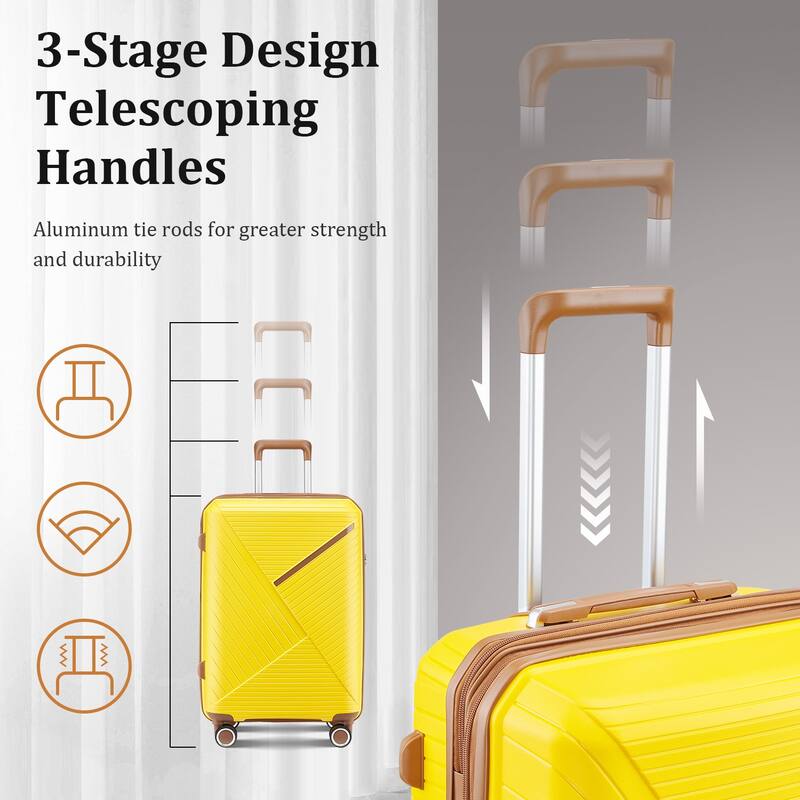 14/20/24/28 4-Piece, Modern Expandable Luggage Sets with 360 Mute Spinner Wheels and TSA Lock, for Boarding Travel, Yellow