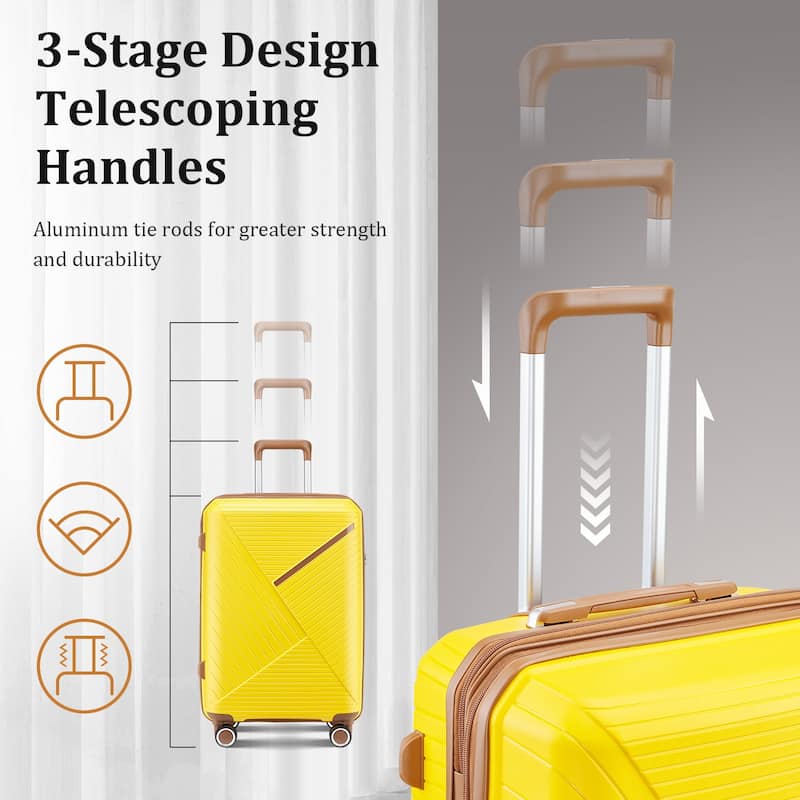 Luggage Sets 4 Piece(14/20/24/28), Expandable Lightweight Suitcase with 4 Double 360 Degrees Mute Spinner Wheels