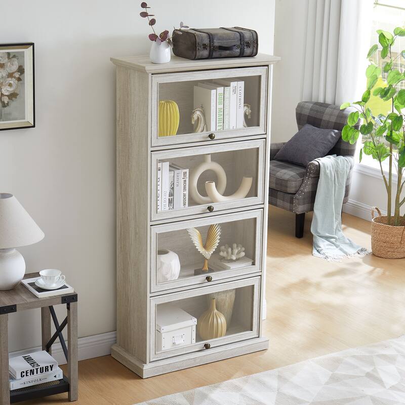 GDF Studio - Modern Cabinet Storage Curio Cabinet with Flip-Up Doors
