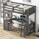 preview thumbnail 5 of 14, Contemporary Design Twin Size Loft Bed with U-shaped Desk, Drawers and Multiple Storage Shelves, Study or Leisure Space, Brown