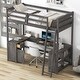 preview thumbnail 18 of 32, Twin Size Loft Bed with U-Shaped Desk, Drawers and Storage Shelves Antique brown