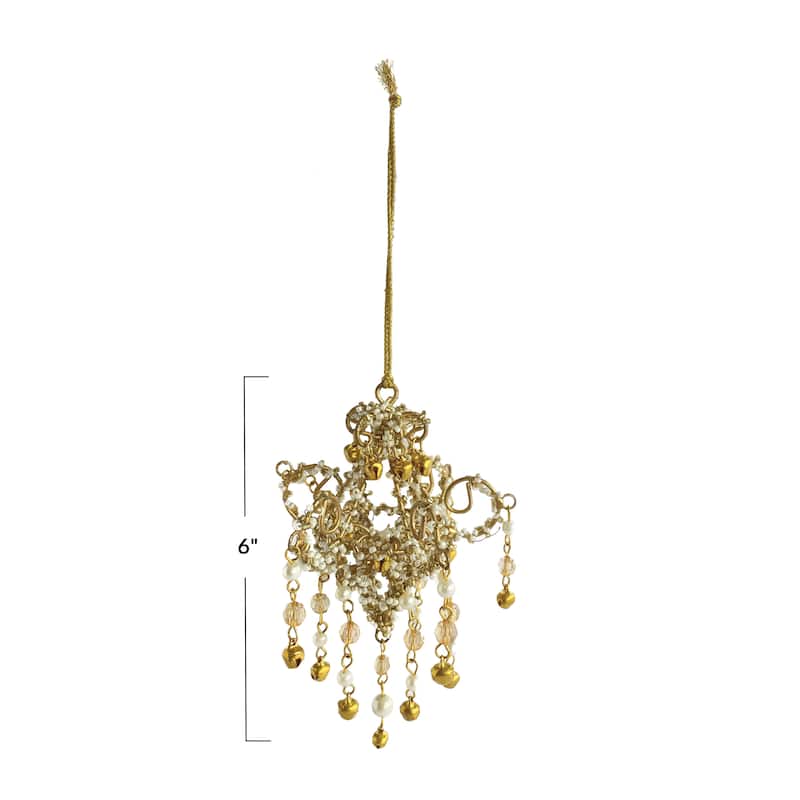 Handmade Metal, Glass, and Acrylic Beaded Chandelier Ornament