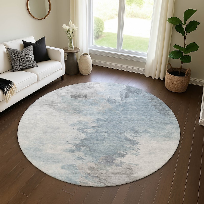 Premium Washable Super Soft Abstract Modern Mayfield Rug - Sky - 8' x 8'