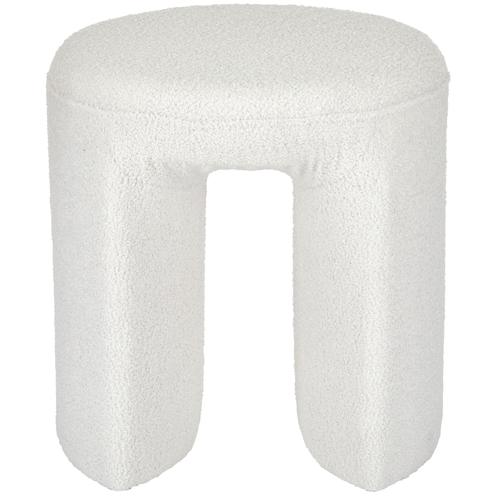 Aria Home Upholstered Boucle Horseshoe Ottoman Stool Foot Rest Seat