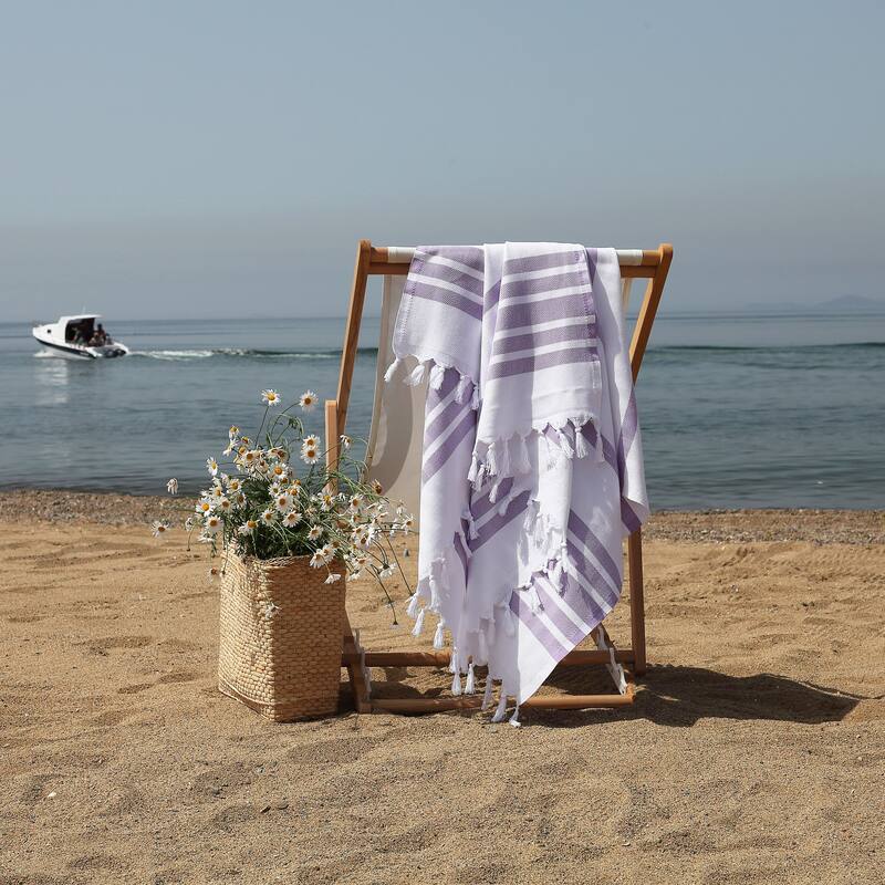 Authentic Hotel and Spa Turkish Cotton Herringbone Pestemal Beach Towel (Set of 2)