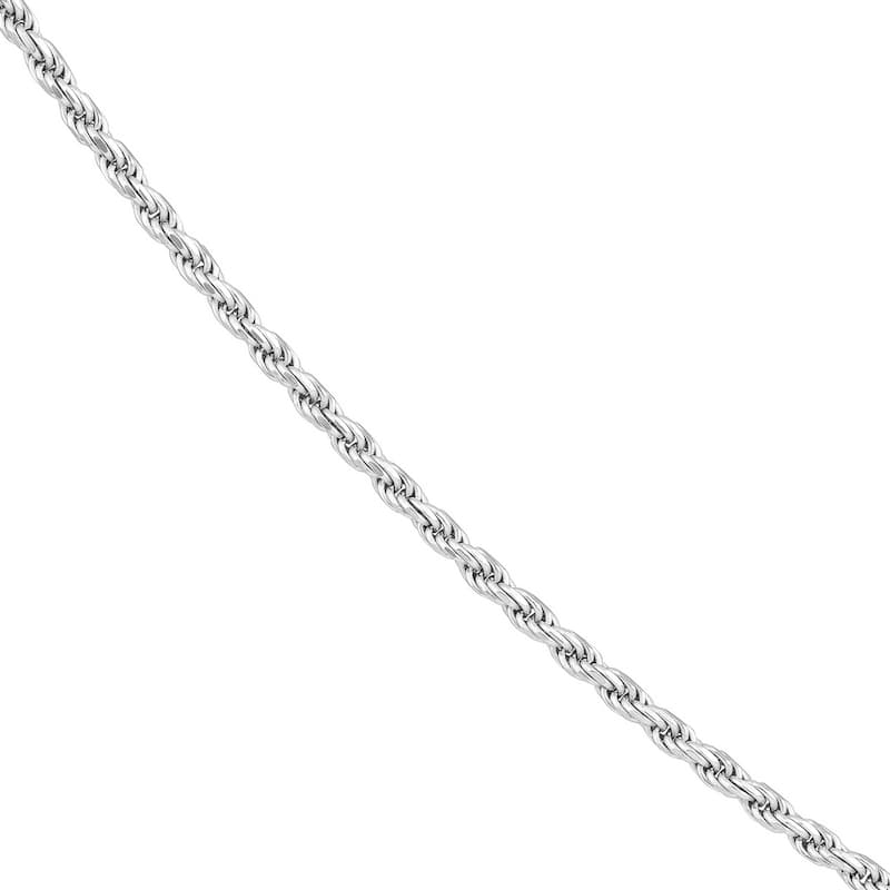Curata 925 Sterling Silver Rhodium 2mm Diamond Cut Rope Chain Necklace