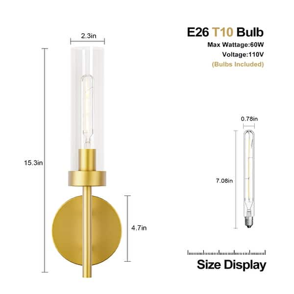 Hardwired Gold Wall Sconces Set of 2