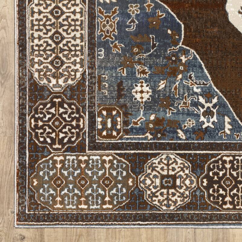 Style Haven Everly Vintage Center Medallion Rust/ Blue Area Rug