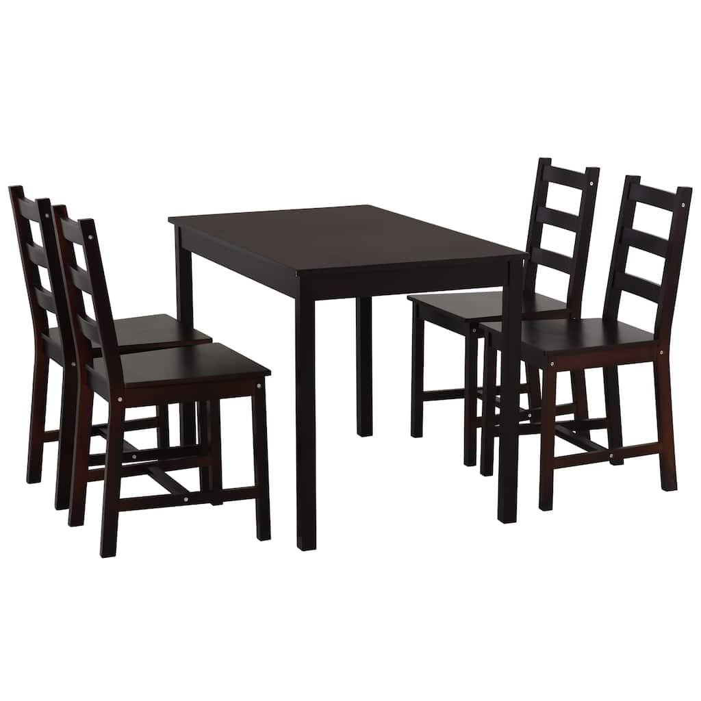 5 Piece Dining Room Table Set, Wooden Kitchen Table and Chairs for Dinette, Breakfast Nook, Chestnut Brown