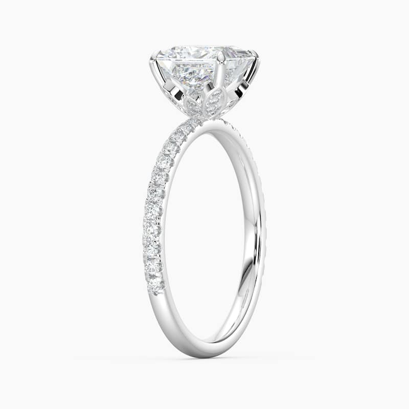 Auriya 14k Gold Princess Lab Grown Floral Petal Diamond Accent Engagement Ring 1.00 to 5.00 ct. tw. (F-G, VS)