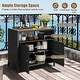 preview thumbnail 16 of 18, Costway Patio Rattan Storage Cabinet with Acacia Wood Countertop Open - See Details