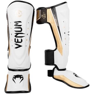 Venum Elite Evo Protective Shin Instep Guards - White/Gold - Bed