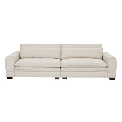 Beige Contemporary 104.72'' 4-Seater Fabric Sofa with Wooden Legs, Durable and Sleek Design for Apartment, Office, or Lounge