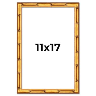 11x17 Frame Gold Bamboo Solid Wood Picture Frame | 1 Inch Moulding