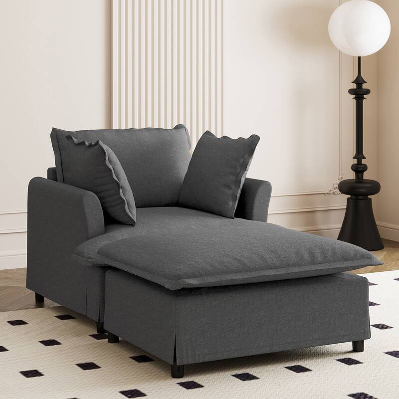 DIY Free Combination Sofa Set with Throw Pillows, Chenille Modular Sectional Sofa for Livingroom Upholstered Cloud Couch