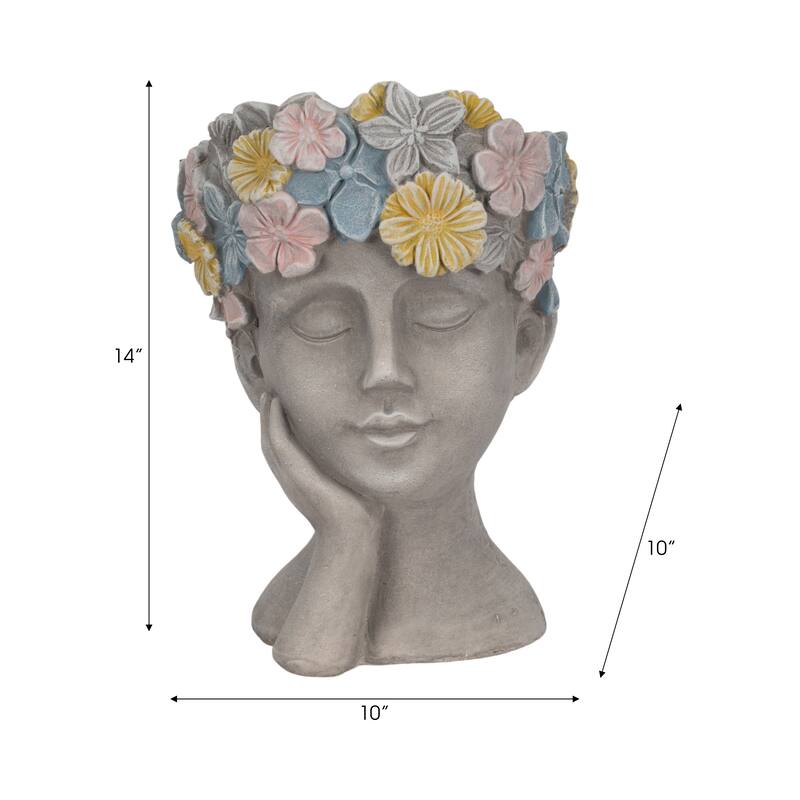 Sagebrook Home Polyresin Face Planter - Enrich Your Space With Greenery