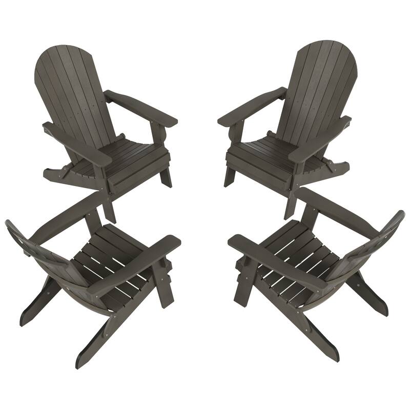 Vineyard HIPS Outdoor Folding Eco-Friendly All Weather Seashell Adirondack Chair (Set of 4)