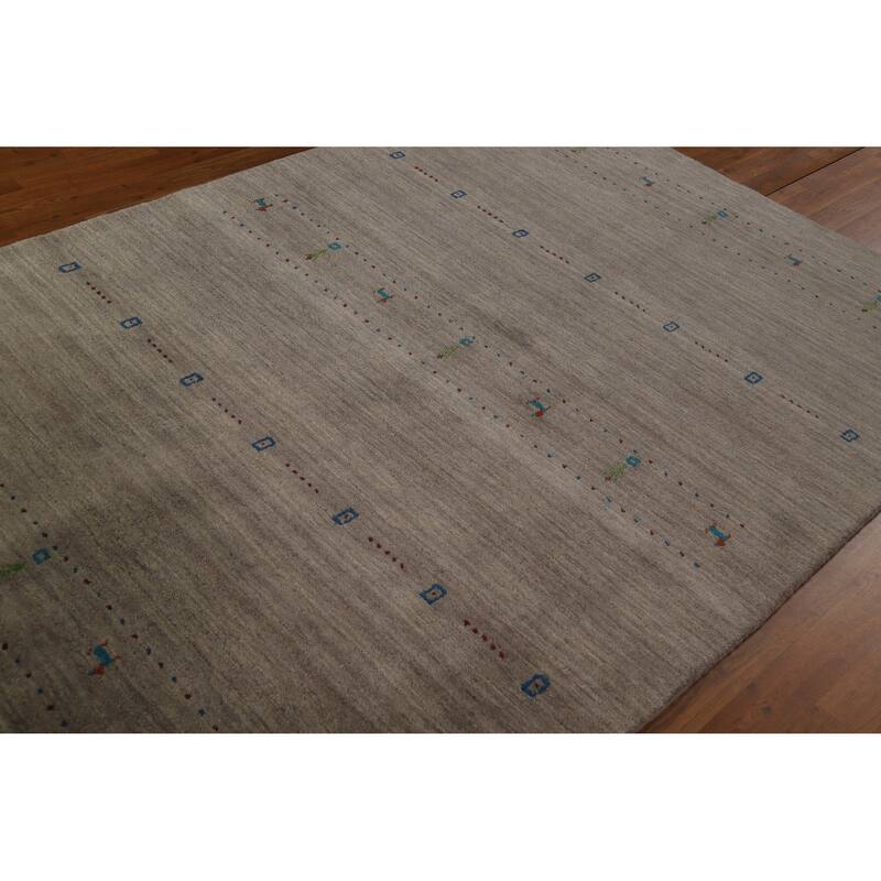 Gabbeh Modern Area Rug Handmade Grey Tribal Wool Carpet - 5'3" x 7'6"