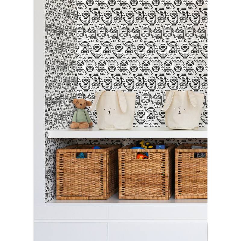 Minions Line Art Black Peel and Stick Wallpaper by RoomMates