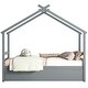 preview thumbnail 7 of 10, Grey Twin Size Pine Wood House-shaped Bed with Trundle and Roof for Kids, Boys and Girls
