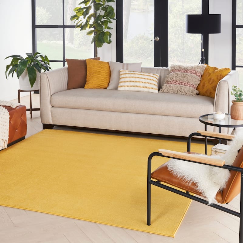 Nourison Modern Solid Indoor/Outdoor Area Rug - 7' Square - Yellow