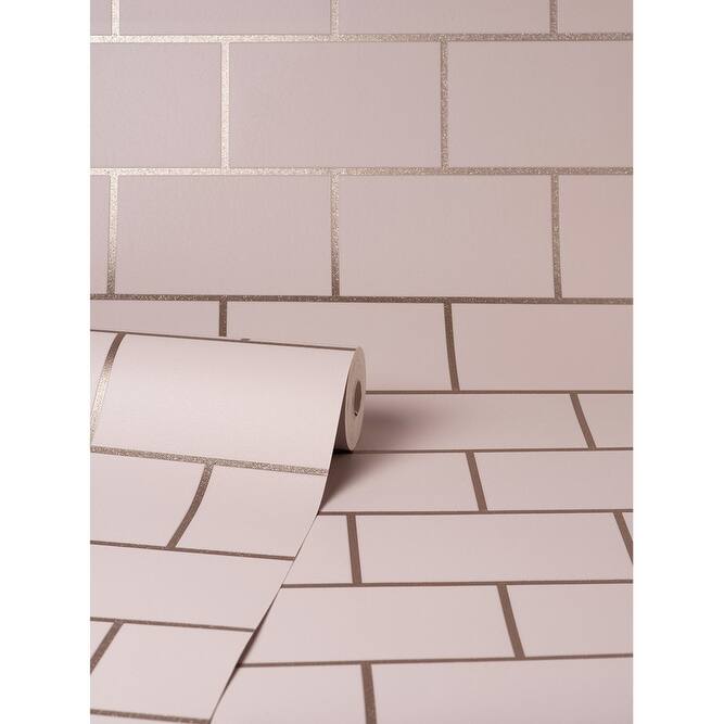 Fine Decor Metro Rose Gold Tile Wallpaper