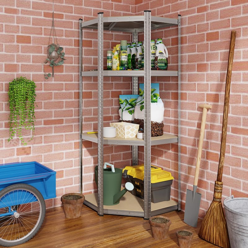 Gymax 4-Tier Adjustable Garage Storage Utility Rack Corner Shelving